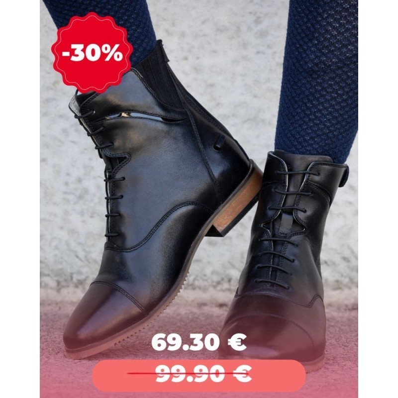 BOOTS EQUITHÃˆME "WAVY" LACET/ZIP NOIR