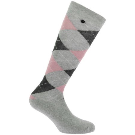 Chaussettes EQUITHÃˆME - Argyle GRIS/ROSE 35-38