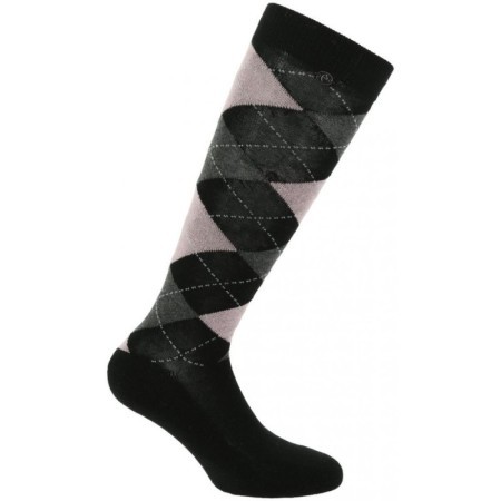 Chaussettes Noir/ Vieux Rose EQUITHÃˆME - Argyle 35-38