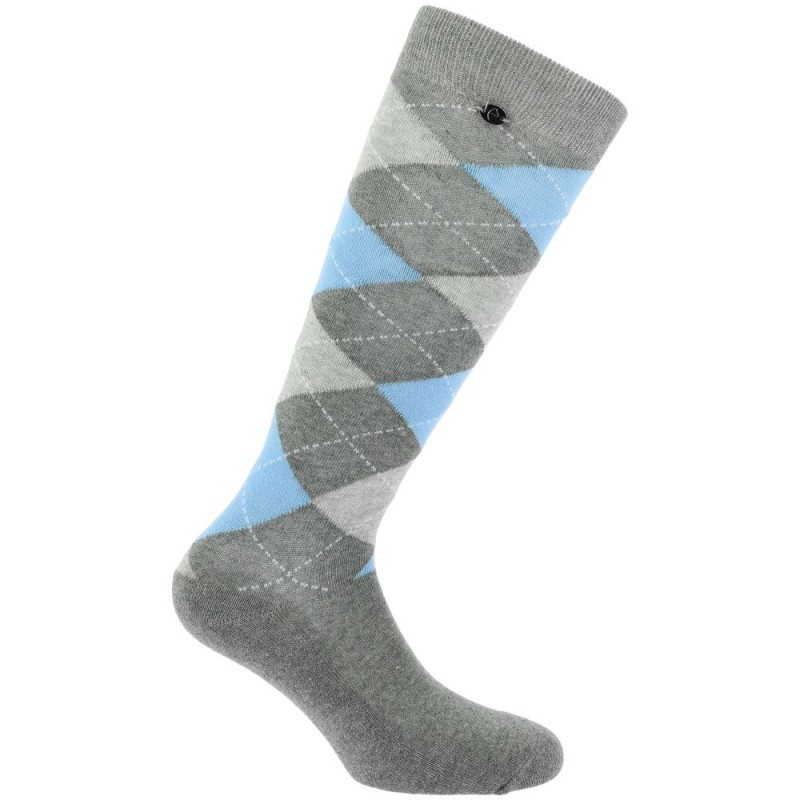 Chaussettes EQUITHÃˆME - Argyle GRIS/CIEL 39-41