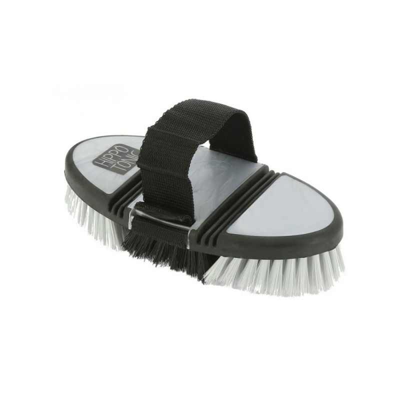 Brosse douce nylon HIPPOTONIC â€œSoftgripâ€ flexible GRIS/NOIR