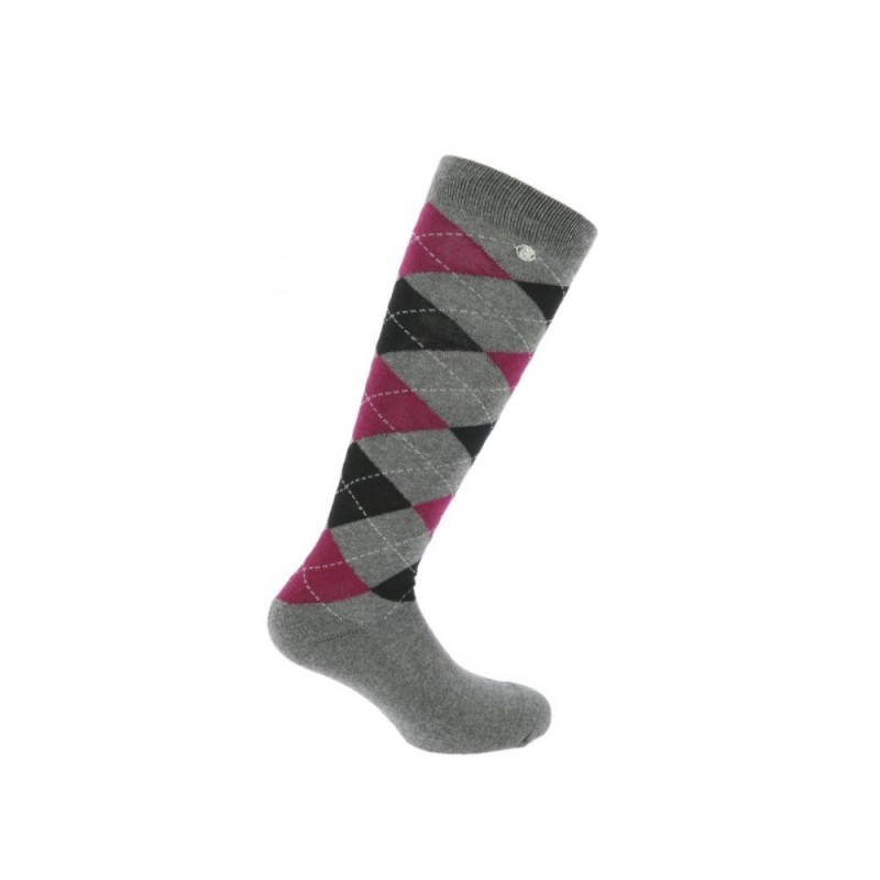 Chaussettes EQUITHÃˆME - Argyle Gris/Bordeaux 42-45