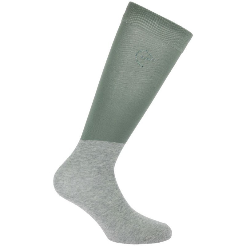 Chaussettes Je t'aime EQUITHÃˆME - Compet Vert Sauge