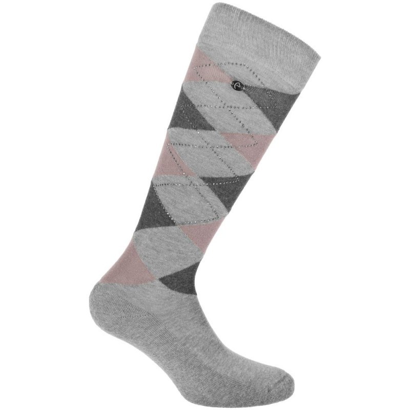 Chaussettes EQUITHÃˆME - Girly Gris/Rose