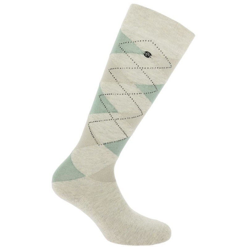 Chaussettes EQUITHÃˆME - Girly Beige/vert
