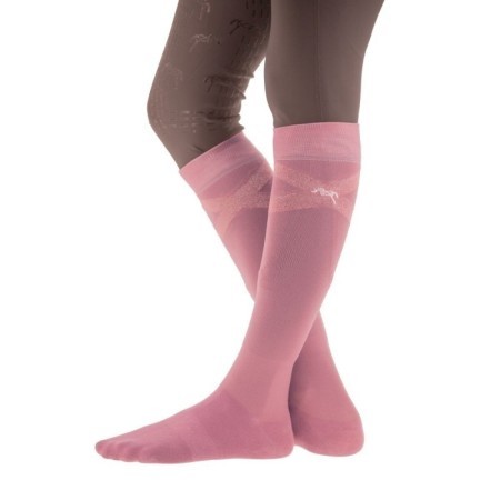 Chaussettes d'Ã©quitation PENELOPE "Gummy" Blanc/Rose