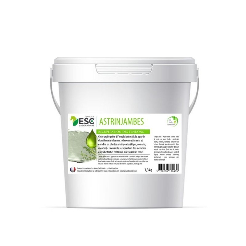 ASTRINJAMBES â€“ Argile cheval enrichie en huiles essentielles â€“ RÃ©cupÃ©ration et engorgement tendons 1.3KG