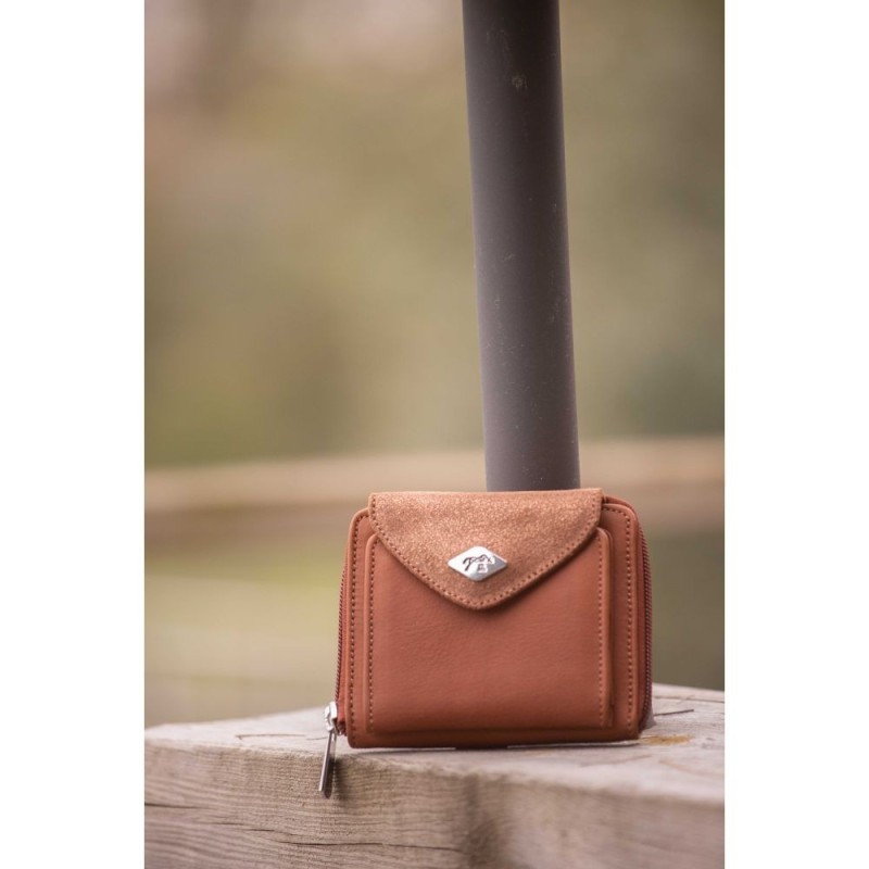 Porte Monnaie PENELOPE "ClÃ©mence" Cognac